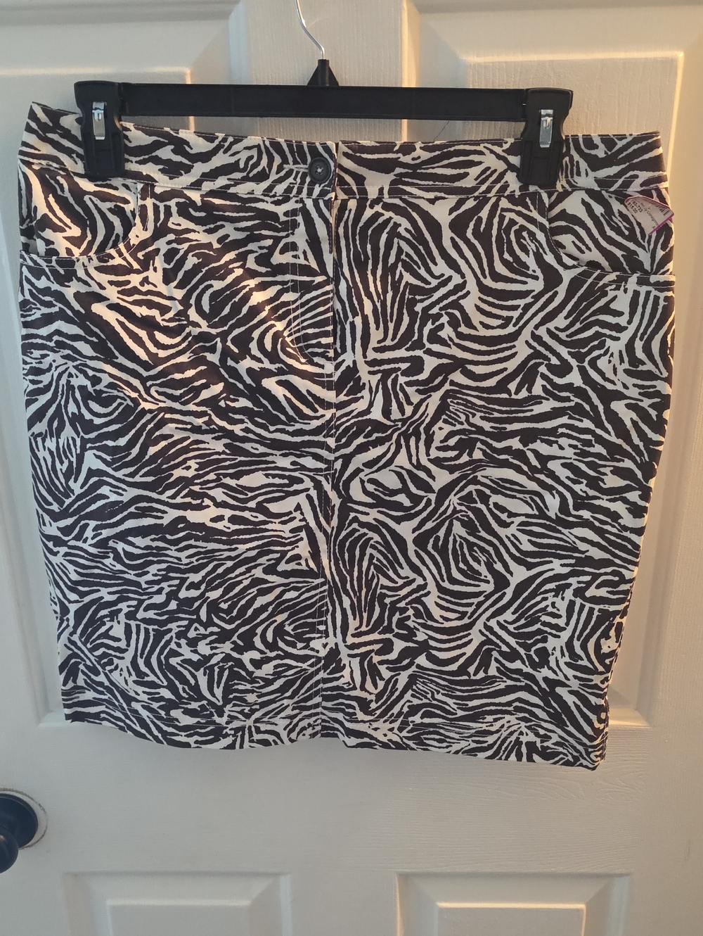 Chico's Black & White Zebra-Print Pencil Skirt